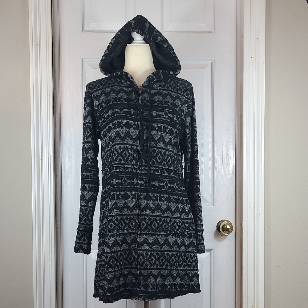 Ethyl Full Zip Flocked Cardigan